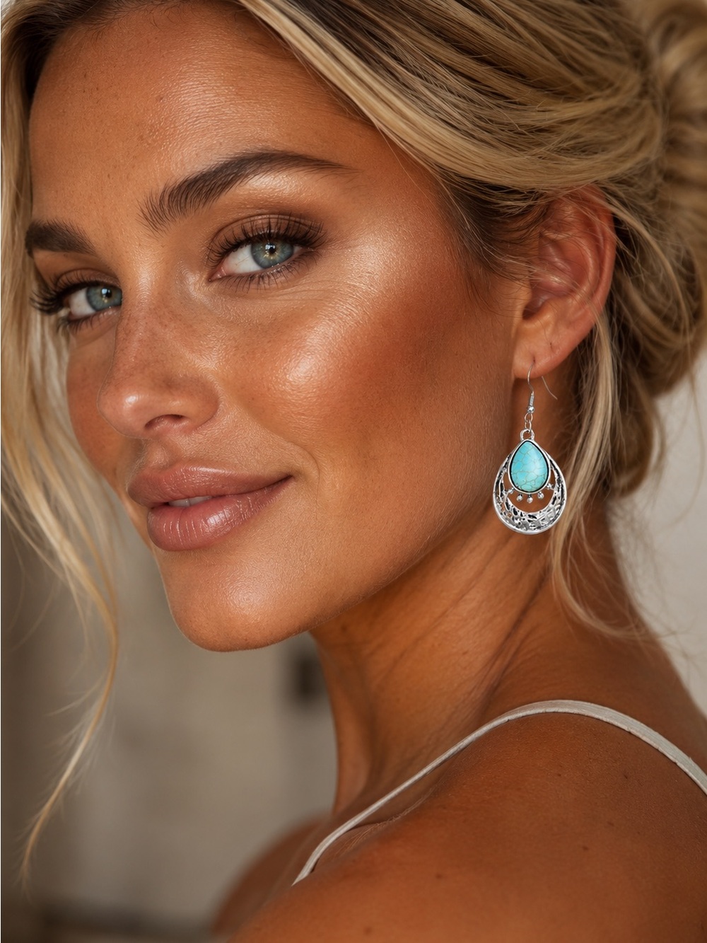 Turquoise Teardrop Dangle Earrings